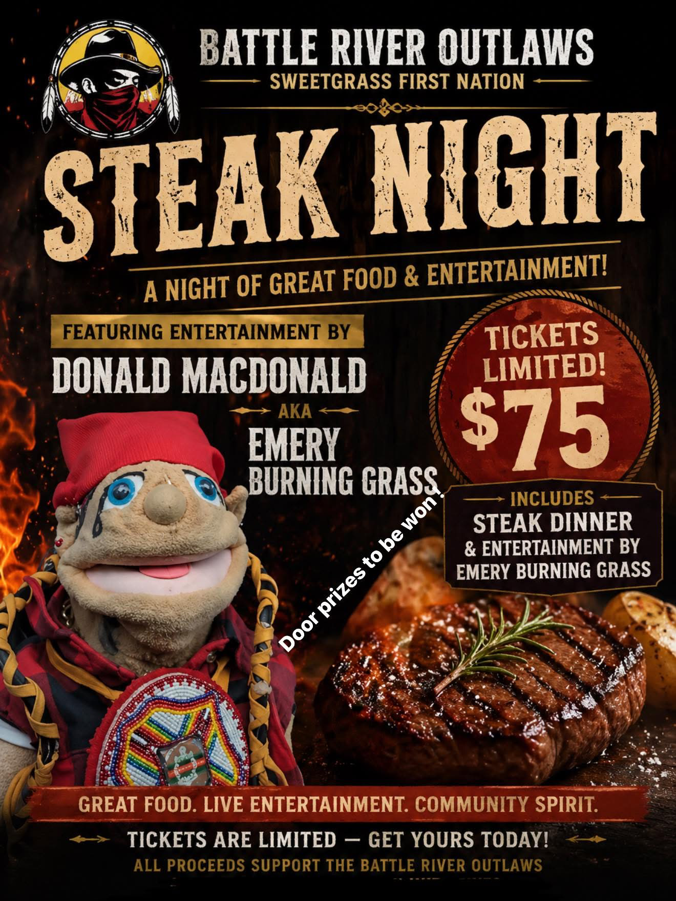 Steak Night featuring Emery Burningrass