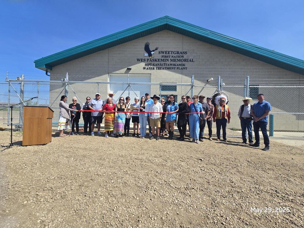 Sweetgrass cuts the ribbon on the Wes Paskemin Memorial Water Treatment Plant