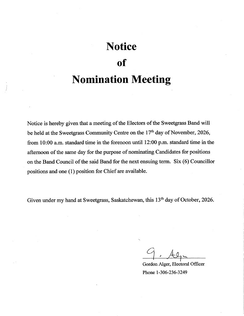 Notice of Nomination Meeting